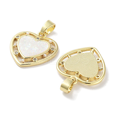 Brass Micro Pave Clear Cubic Zirconia Pendants KK-L213-012G-1