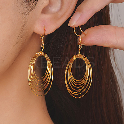 Multi-Layer Circle Wire Oval Brass Dangle Earrings WGA7B49-01-1