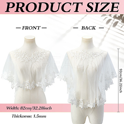 Detachable Polyester Bridal Lace Shawls AJEW-WH0696-058B-1