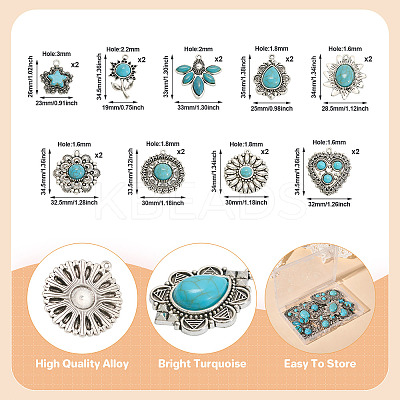 18Pcs 9 Style Tibetan Style Alloy Pendants FIND-TA0003-76-1