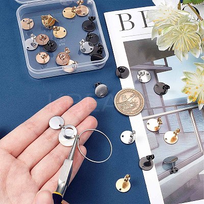 32Pcs 4 Colors 304 Stainless Steel Stud Earring Findings STAS-SC0004-33-1