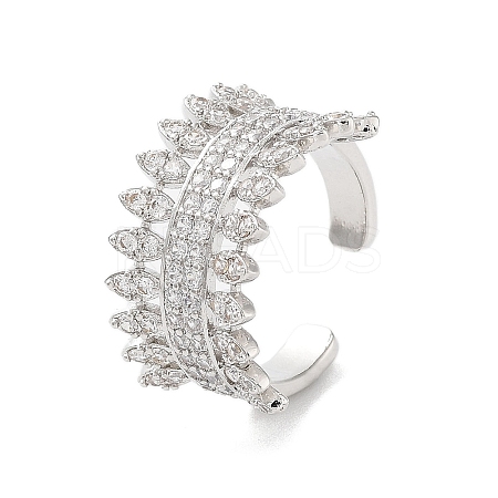 Rack Plating Brass Micro Pave Cubic Zirconia Cuff Rings RJEW-D025-09P-1