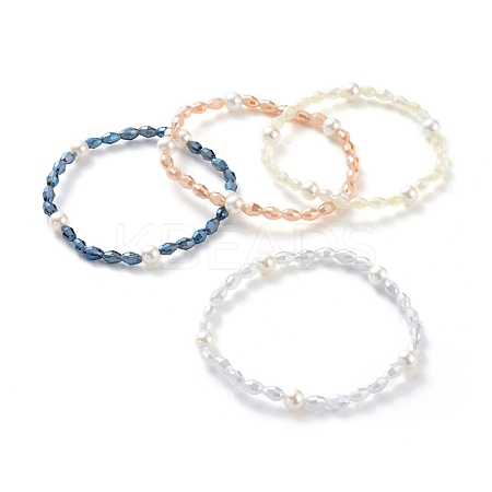 Electroplate Glass Beads Stretch Bracelets BJEW-JB04831-1
