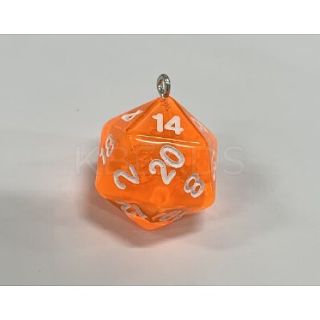 Transparent Resin Polyhedral Dice Pendants FIND-TAC0005-21D-1