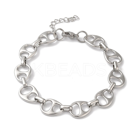 Non-Tarnish 304 Stainless Steel Hollow Teardrop Link Chain Bracelets for Women BJEW-B092-07P-1