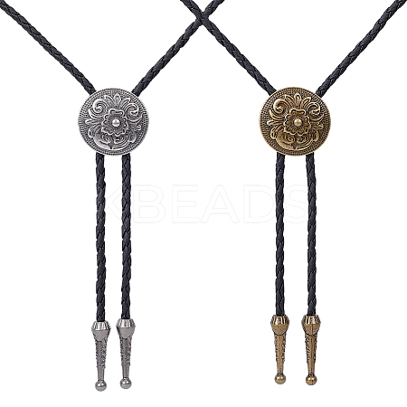 2Pcs 2 Colors PU Leather Bolo Tie NJEW-AN0001-61-1
