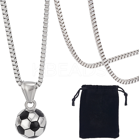DIY 316 Surgical Stainless Steel Enamel Football Pendants Pendant Necklaces Jewelry Kits DIY-BBC0002-16-1