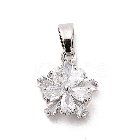 Rack Plating Brass Micro Pave Cubic Zirconia Pendants KK-M082-04B-P-1