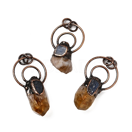 Natural Kyanite & Yellow Quartz Nuggets Big Pendants G-B149-04R-01-1