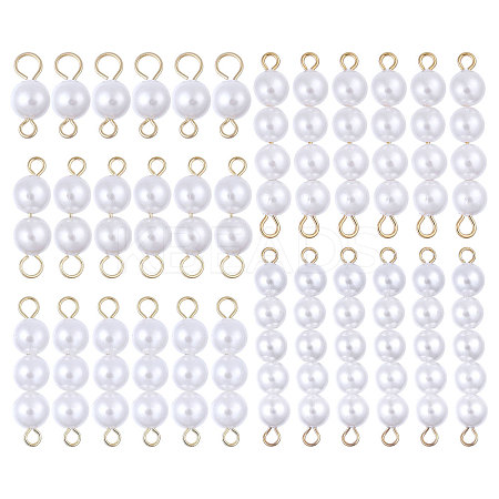 30Pcs 5 Styles Round Shell Pearl Connector Charms PALLOY-CA00023-1