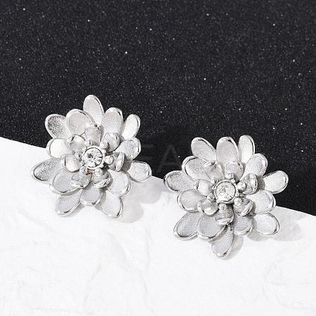 304 Stainless Steel Crystal Rhinestone Stud Earrings EJEW-G423-15P-1