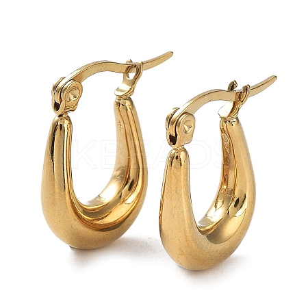 Ion Plating(IP) 304 Stainless Steel Oval Hoop Earrings for Women LS-EJEW-P234-09G-1