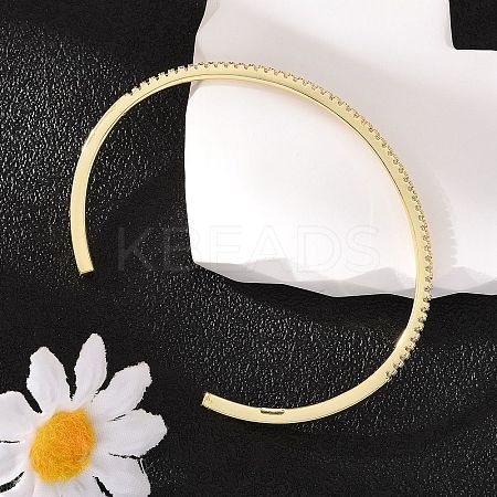 Clear Cubic Zirconia Open Cuff Bangle LS-BJEW-M231-07G-1
