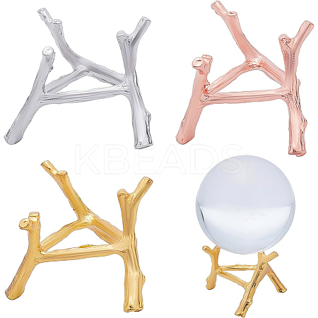 3Pcs 3 Colors Branch Crystal Ball Display Stand Alloy Metal Base ODIS-BC0001-09-1