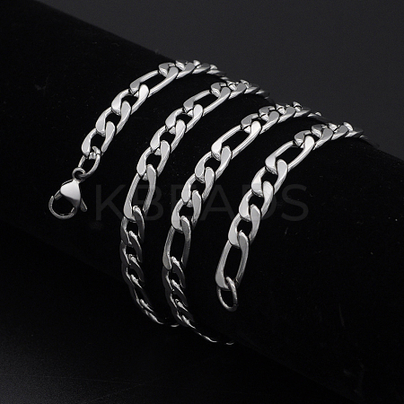 Non-Tarnish Men's 304 Stainless Steel Figaro Chain Necklaces NJEW-T012-02-51-S-1