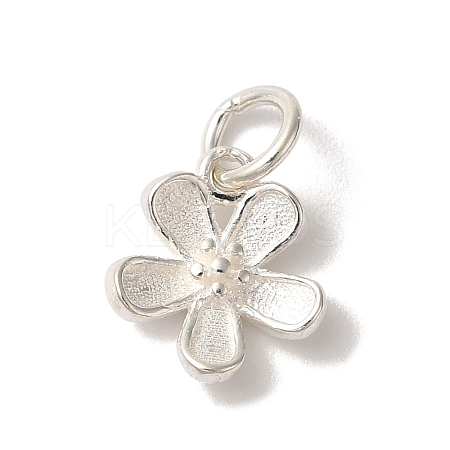 925 Sterling Silver 5-Petal Flower Charms with Jump Rings FIND-U013-02S-01-1