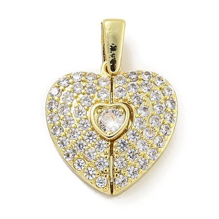 Rack Plating Brass Micro Pave Clear Cubic Zirconia Pendants KK-E114-06G-1