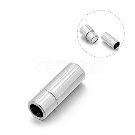 Tarnish Resistant Smooth 304 Stainless Steel Column Magnetic Clasps with Glue-in Ends LS-STAS-E089-12B-1