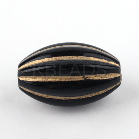 Oval Plating Acrylic Beads PACR-Q102-08B-1