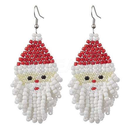 Glass Seed Dangle Earrings EJEW-JE06214-1