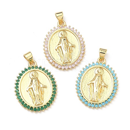 Brass Micro Pave Cubic Zirconia Pendants KK-P345-52G-02-1