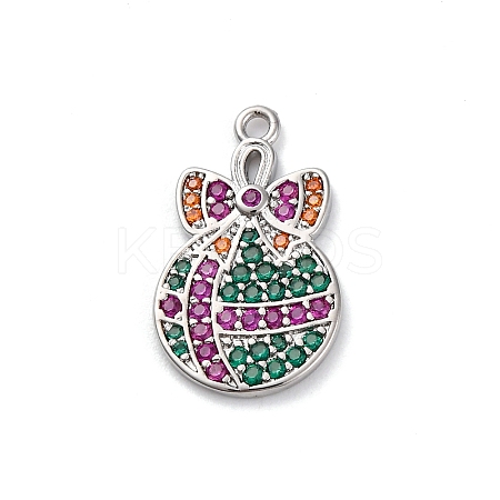 Christmas Series Brass Micro Pave Cubic Zirconia Pendants KK-Q010-01P-04A-1