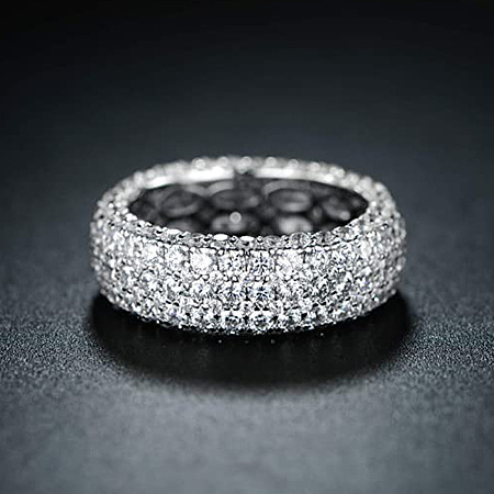 Brass Micro Pave Clear Cubic Zirconia Finger Rings FS-WG796B2-01-1