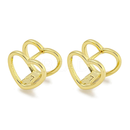 Heart Brass Hoop Earrings EJEW-L211-011K-G-1