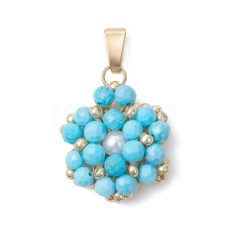 Dyed Natural Magnesite Faceted Round Cluster Flower Pendants PALLOY-MZ01197-05-1