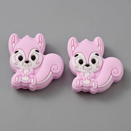 Squirrel Food Grade Eco-Friendly Silicone Beads SIL-WH0012-030E-1