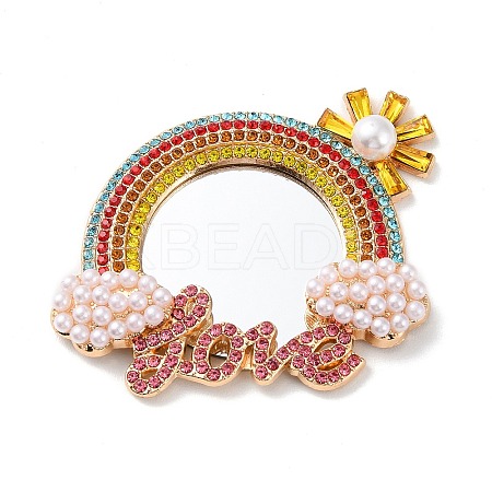 Pearl Rhinestone Rainbow Makeup Mirror LS-PALLOY-K008-05KCG-1
