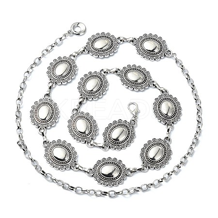 Oval Link Chain Waist Chains AJEW-CJC0006-03AS-1