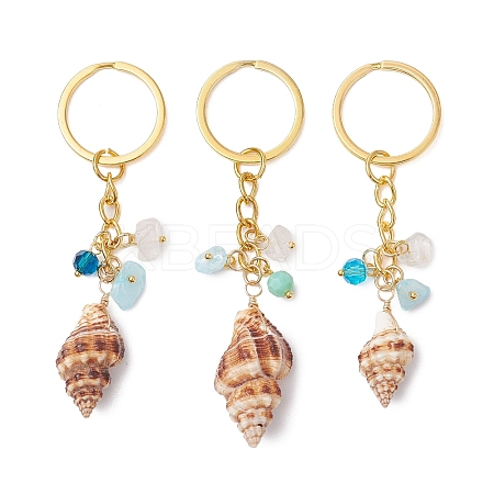 Natural Shell Pendant Keychains KEYC-JKC01094-02-1