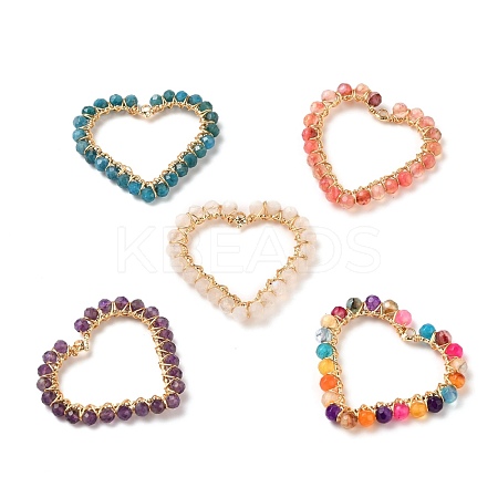 Heart Natural Faceted Gemstone Pendants PALLOY-JF00511-1