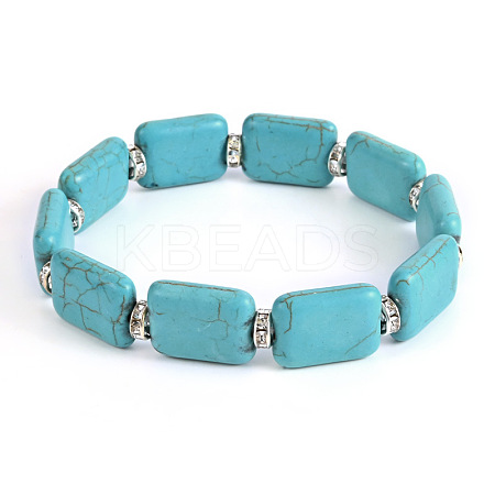 Vintage Rectangle Synthetic Turquoise Beaded Bracelets for Women FL7669-10-1