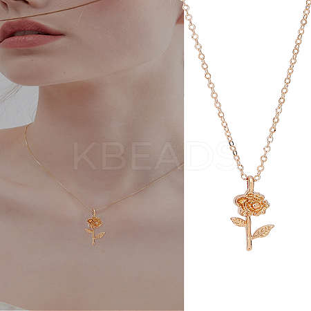 1Pc Alloy Flower Shape Pendant Necklaces for Women NJEW-LP0004-19-1