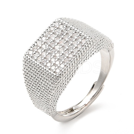 Rack Plating Brass Micro Pave Cubic Zirconia Rings RJEW-E064-11P-1