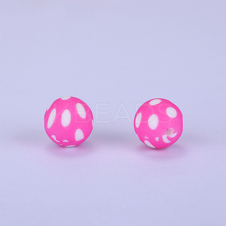 Printed Round Silicone Focal Beads SI-JX0056A-49-1