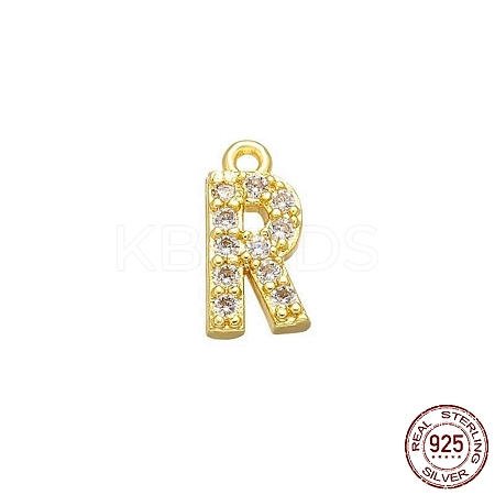 Real 18K Gold Plated 925 Sterling Silver Micro Pave Clear Cubic Zirconia Charms STER-P054-10G-R-1