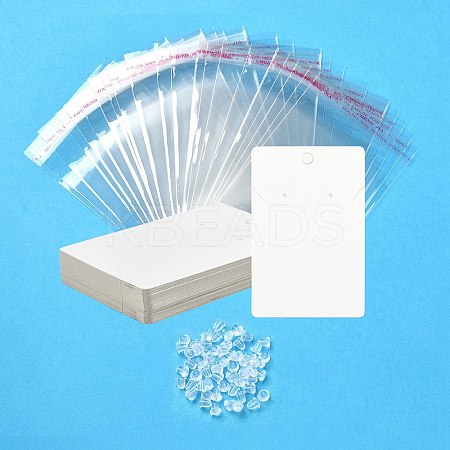 30Pcs Rectangle Paper One Pair Earring Display Cards with Hanging Hole DIY-YW0008-55A-1