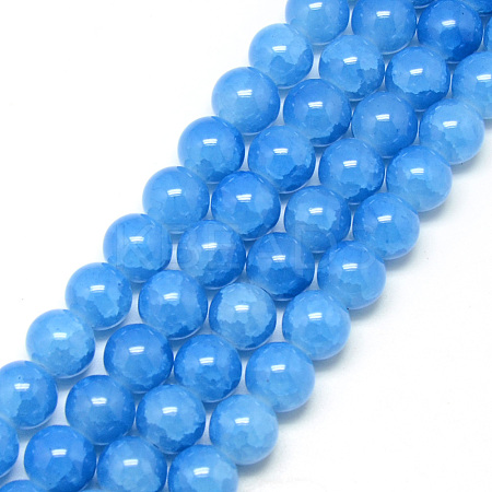 Baking Paint Crackle Glass Beads Strands X-DGLA-Q023-8mm-YS13-1
