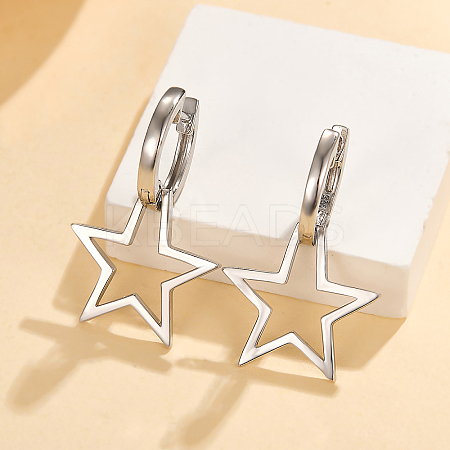 Simple Daily Wear Sterling Silver Star Hoop Earrings Fashionable and Versatile BO3781-1