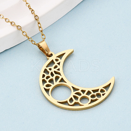 304 Stainless Steel Pendant Necklaces NJEW-T018-53G-1