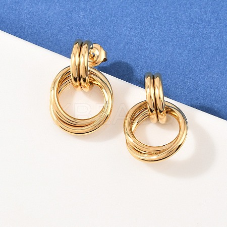 304 Stainless Steel Twist Ring Stud Earrings EJEW-P324-05G-1