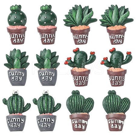 30Pcs 6 Styles Opaque Resin Plants Cabochons CRES-CJ0001-55-1