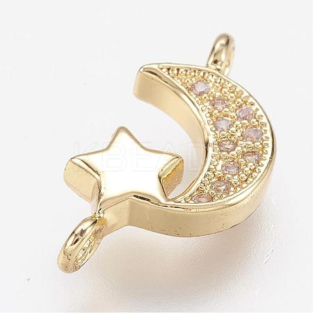 Brass Micro Pave Cubic Zirconia Links ZIRC-G098-71G-1