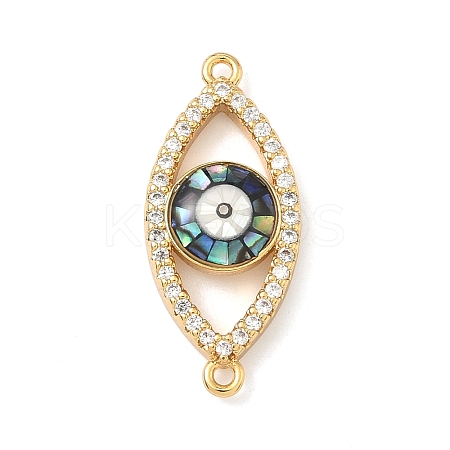 Brass Micro Pave Clear Cubic Zirconia Enamel Horse Eye Connector Charms KK-H534-02G-01-1