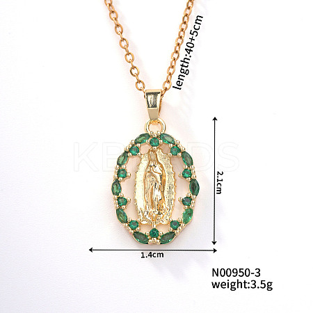 Retro Colorful Fashion Necklace with Shiny Rhinestones and Virgin Mary Pendant LW6178-3-1