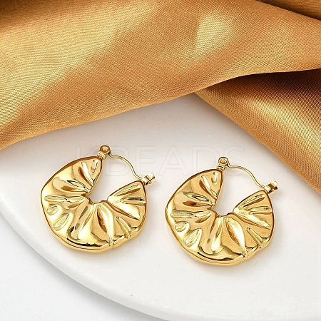 304 Stainless Steel Wrinkle Hoop Earrings For Women EJEW-B113-01G-01-1