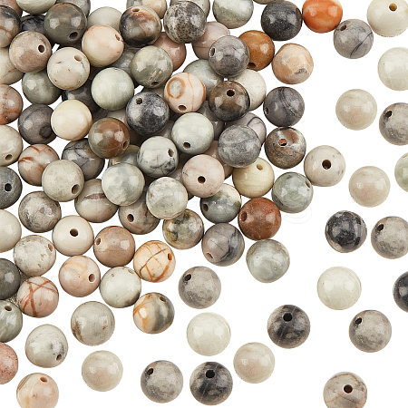 2 Strands Round Natural Polychrome Jasper/Picasso Stone/Picasso Jasper Beads Strands G-OC0002-72-1